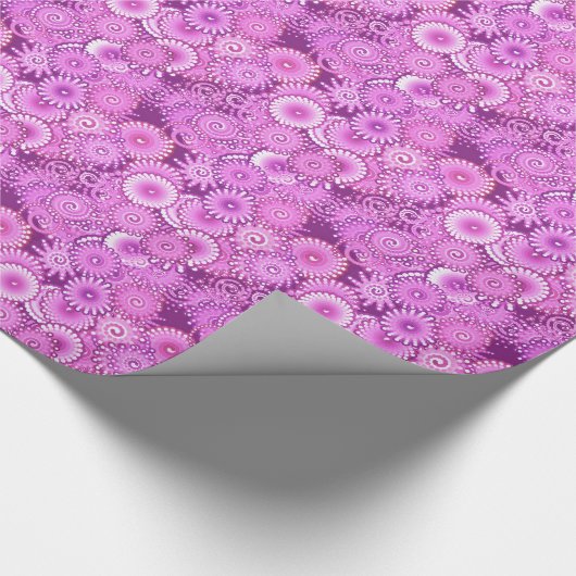 Papier Cadeau Motif tourbillon fractal, nuances de prune et de v (Coin)