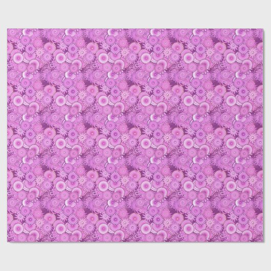 Papier Cadeau Motif tourbillon fractal, nuances de prune et de v (Plat)