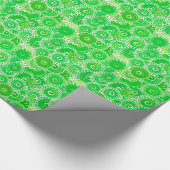 Papier Cadeau Motif tourbillon fractal, nuances vert printemps (Coin)