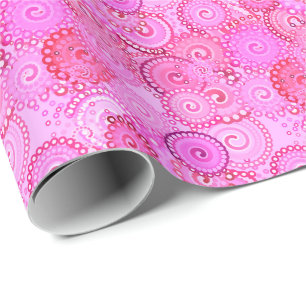 Papier Cadeau Motif tourbillon fractal, rose et fuchsia