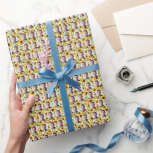 Papier Cadeau Motif tournesols visages personnalisés