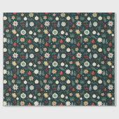 Papier Cadeau Motif traditionnel de Noël vert (Plat)
