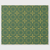 Papier Cadeau Motif traditionnel de Noël vert et or (Plat)