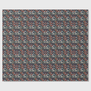 Papier Cadeau Motif traditionnel japonais de samouraï et grande