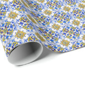 Papier Cadeau Motif traditionnel portugais azulejo (Coin rond)