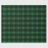 Papier Cadeau Motif traditionnel tartan vert foncé or (Plat)