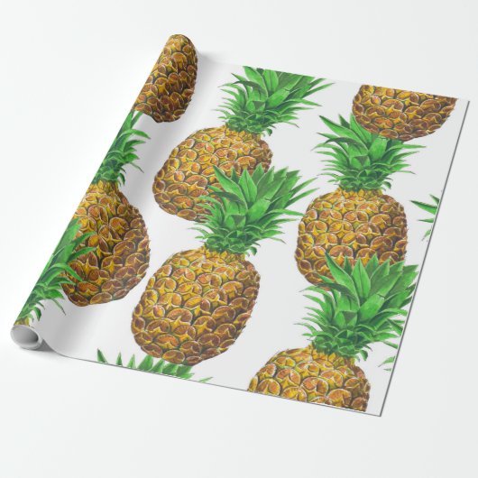 Papier Cadeau Motif transparent avec ananas (Déroulé)