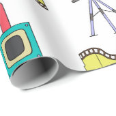 Papier Cadeau Motif transparent avec caméras et bandes de film s (Coin rond)