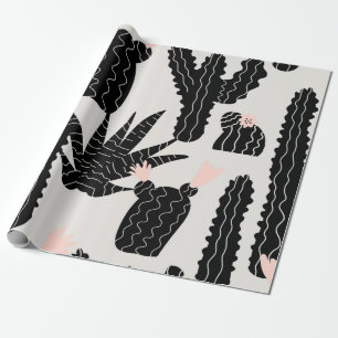 Papier Cadeau Motif transparent avec illustration cactus