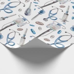 Papier Cadeau motif transparent d'aquarelle de fournitures médi