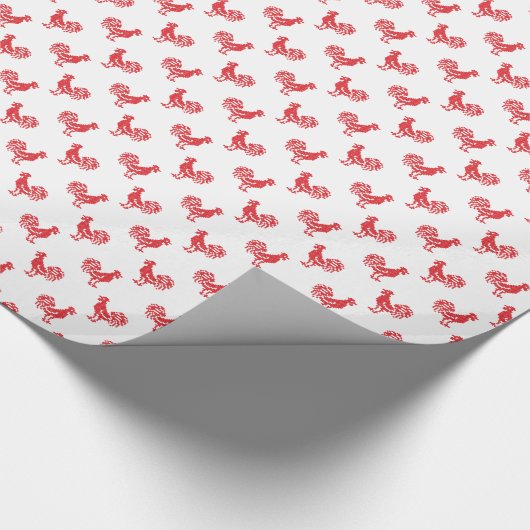 Papier Cadeau Motif transparent Red Roosters (Coin)