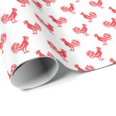 Papier Cadeau Motif transparent Red Roosters (Coin rond)