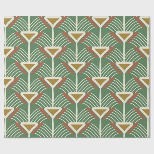 Papier Cadeau motif transparent vert avec lignes et géométrie sh (Plat)