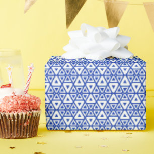 Papier Cadeau Motif Triangle Géométrique Bleu Moderne   Minimali