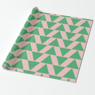 Papier Cadeau Motif triangle géométrique mignon en rose et vert