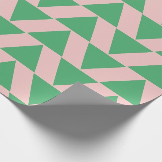 Papier Cadeau Motif triangle géométrique mignon en rose et vert (Coin)