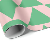 Papier Cadeau Motif triangle géométrique mignon en rose et vert (Coin rond)