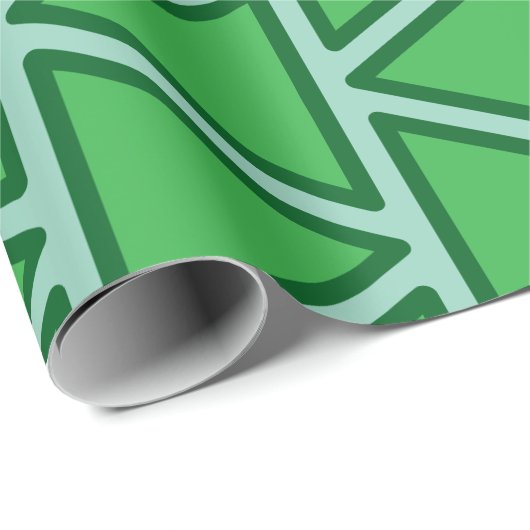 Papier Cadeau Motif triangle vert trois tons Abstrait (Coin rond)