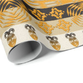 Papier Cadeau Motif tribal africain ethnique de rayures (Coin rond)