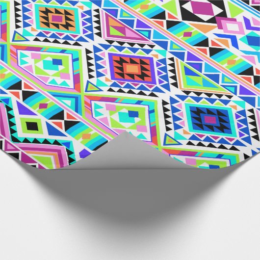 Papier Cadeau Motif tribal aztèque coloré (Coin)