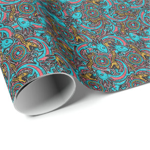 Papier Cadeau Motif tribal aztèque Xolotl Axolotl mythologie boh