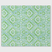 Papier Cadeau Motif tribal chic bleu vert ikat (Plat)