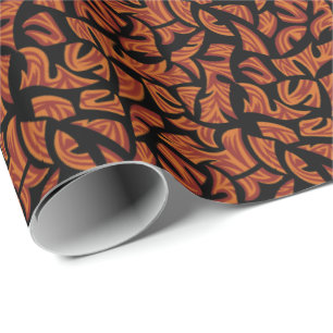 Papier Cadeau Motif tribal ethnique orange marron noir