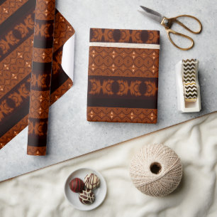Papier Cadeau Motif tribal marron et noir
