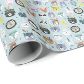 Papier Cadeau Motif tribal mignon de visage (Coin rond)