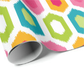 Papier Cadeau Motif tribal moderne coloré d'Ikat d'amusement (Coin rond)