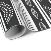 Papier Cadeau Motif tribal moderne noir et blanc (Coin rond)