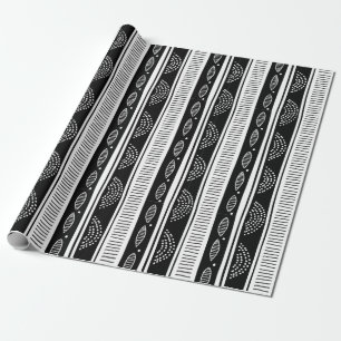Papier Cadeau Motif tribal noir et blanc moderne