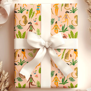 Papier Cadeau Motif tribal tropical de jungle africaine avec cha