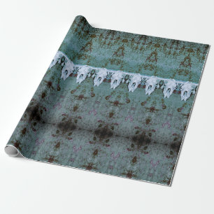 Papier Cadeau Motif tribal vintage Turquoise Taureau blanc crâne