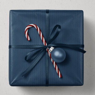 Papier Cadeau Motif tricot simple Noël férié marine