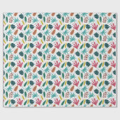 Papier Cadeau motif tropical avec feuilles colorés (Plat)