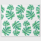 Papier Cadeau Motif tropical avec feuilles monstères (Plat)