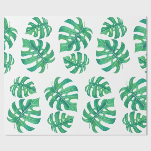 Papier Cadeau Motif tropical avec feuilles monstères (Plat)