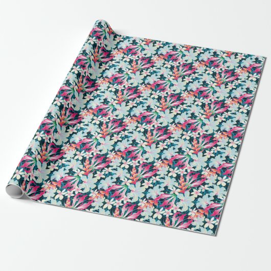 Papier Cadeau Motif tropical coloré (Déroulé)