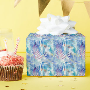 Papier Cadeau Motif tropical coloré avec feuilles de palmier.