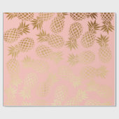 Papier Cadeau motif tropical d'ananas d'or élégant de faux (Plat)