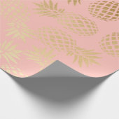 Papier Cadeau motif tropical d'ananas d'or élégant de faux (Coin)