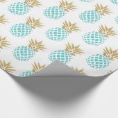 Papier Cadeau Motif tropical d'ananas d'or élégant de faux (Coin)