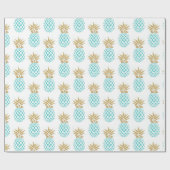 Papier Cadeau Motif tropical d'ananas d'or élégant de faux (Plat)
