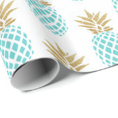 Papier Cadeau Motif tropical d'ananas d'or élégant de faux (Coin rond)