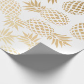 Papier Cadeau motif tropical d'ananas d'or élégant de faux (Coin)