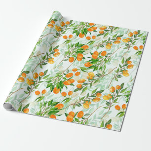 Papier Cadeau Motif tropical de fruit d'été de kumquat sur la