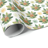 Papier Cadeau Motif tropical de paresse (Coin rond)
