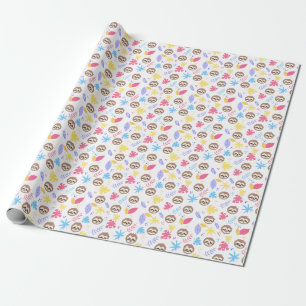 Papier Cadeau Motif tropical de paresse et de feuille
