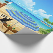 Papier Cadeau Motif tropical d'été de mer de palmiers de plage (Coin)